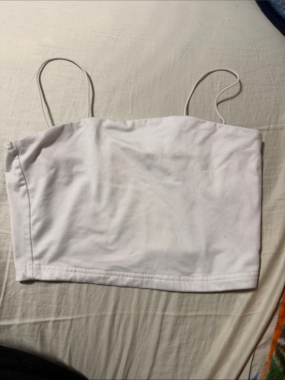 SHEIN White Spaghetti Strap Cropped Cami Top